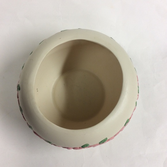 Vintage Round Rose Floral Ceramic Pot Vase - Picture 3 of 8